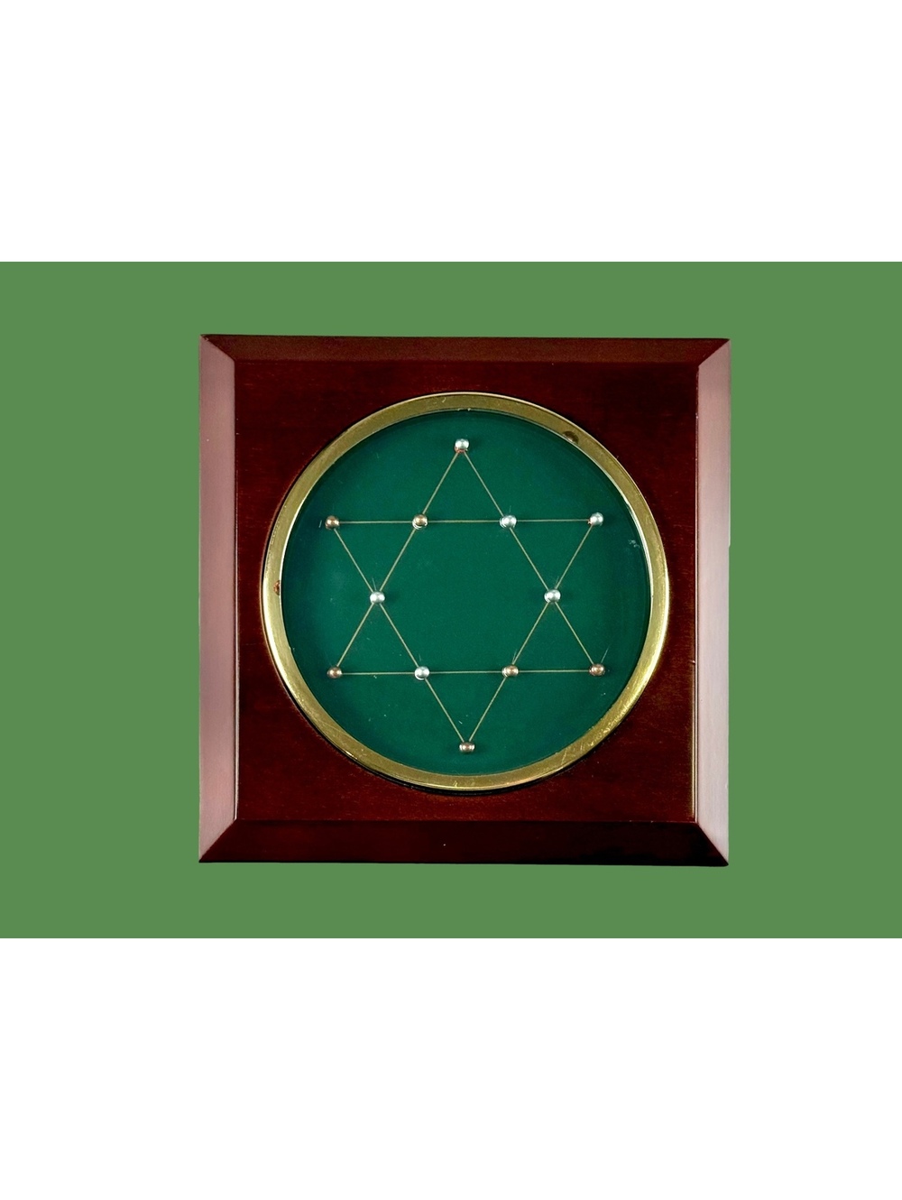 Vintage 1970s Dexterity Puzzle Wood Brass Glass Executive Desk Toy Made Taiwan